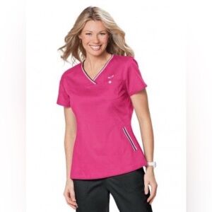 KOI Ashley Pink Sporty Crossover Scrub Top - Large